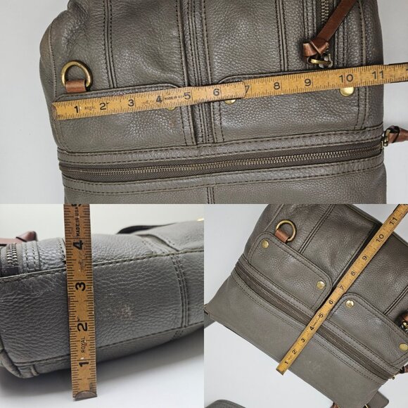 Fossil Morgan Crossbody Purse Shoulder Bag Grey Leather Tote - Picture 15 of 15